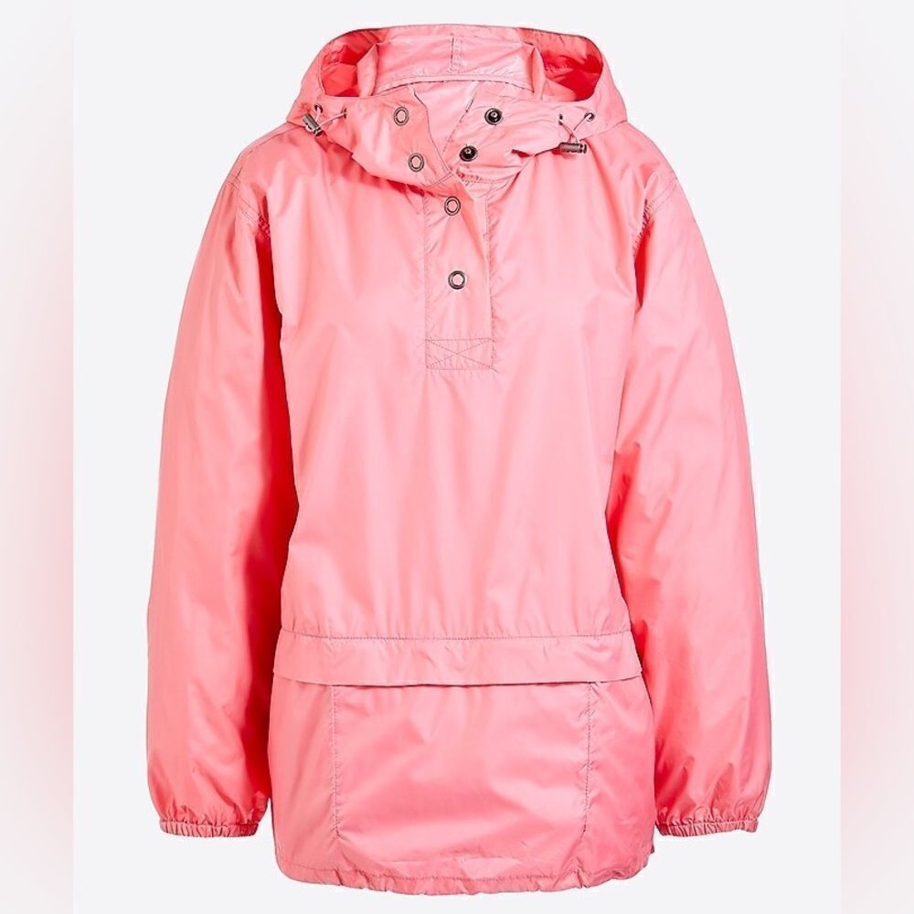 J. Crew Packable Popover Windbreaker Jacket in Crisp Pink Size Large